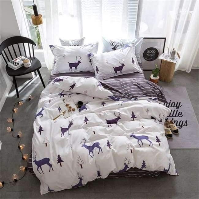 Avelena | Schlafzimmer Ocean Bettwäsche Set Baumwolle Bettbezug Sets Bettlaken Kissenbezug Heimtextilien Matratze Einzel-King-Bettwäsche