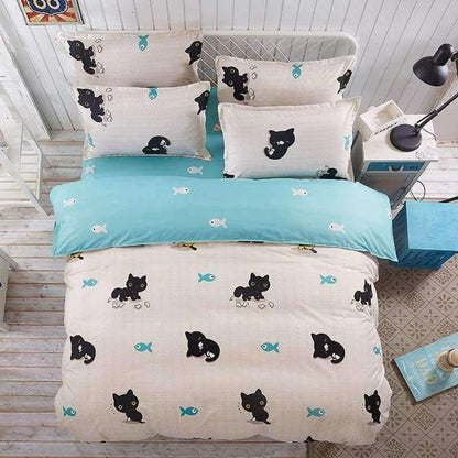 Avelena | Schlafzimmer Ocean Bettwäsche Set Baumwolle Bettbezug Sets Bettlaken Kissenbezug Heimtextilien Matratze Einzel-King-Bettwäsche