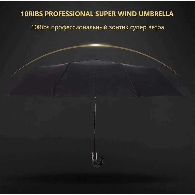 Avelena | Englischer Stil Regenschirm Herren Automatisch 10Rippen Stark Windresistent 3 Faltbarer Regenschirm Regen Business Männlich Qualitätsschirm