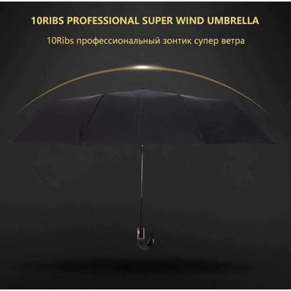 Avelena | Englischer Stil Regenschirm Herren Automatisch 10Rippen Stark Windresistent 3 Faltbarer Regenschirm Regen Business Männlich Qualitätsschirm