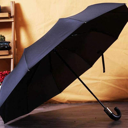 Avelena | Englischer Stil Regenschirm Herren Automatisch 10Rippen Stark Windresistent 3 Faltbarer Regenschirm Regen Business Männlich Qualitätsschirm