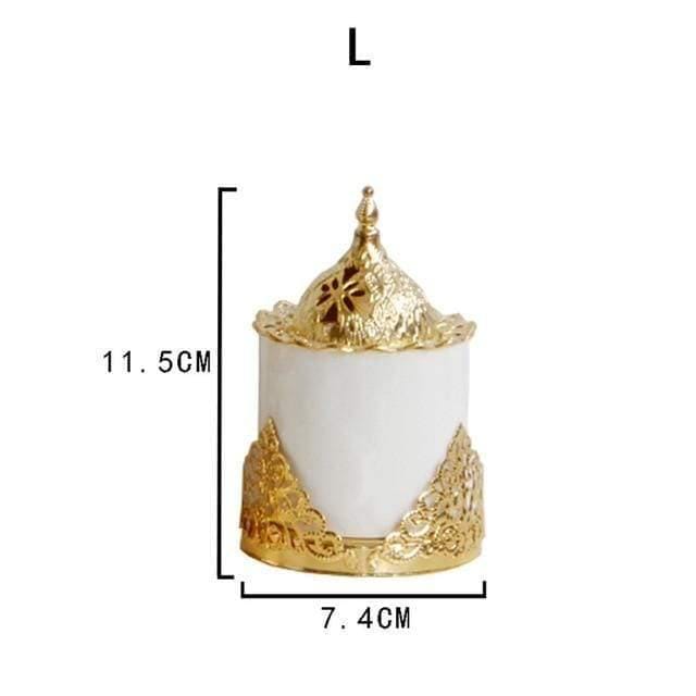 Avelena | Kreative Goldene Schmiedeeiserne Keramik-Kombination Räuchergefäß Aromatherapie-Ofen Möbel Dekoration Schmuckstücke