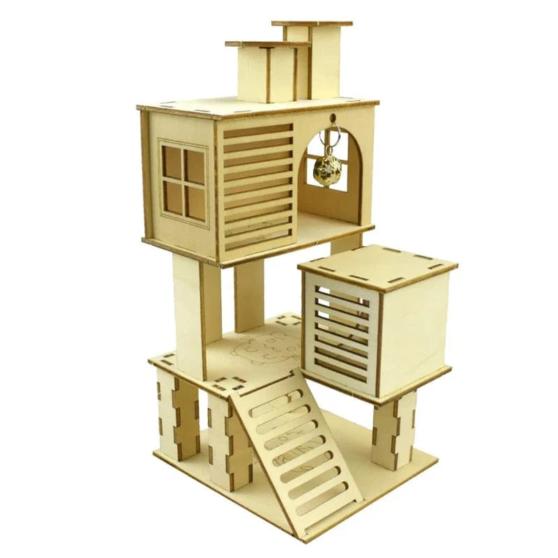 Avelena | Hamster Holz Villa Haus Kletterspielzeug Versteck Nist Habitat Für Chinchillas Meerschweinchen Kleine Tiere 5 Stile