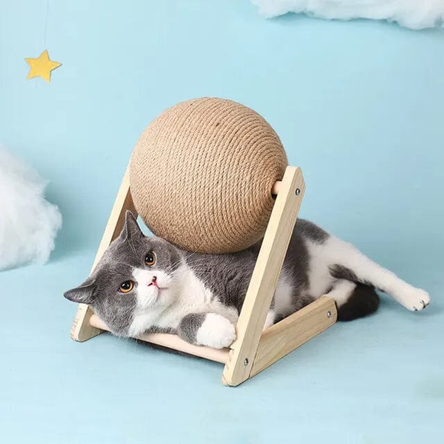 Avelena | Katze Kratzmöbel Ballspielzeuge Sisal Und Holz Stabiler Dreieck Katzen Innenraum Stuff Robustes Kratzen Coole Kratzfläche Auf Ständer Drehen