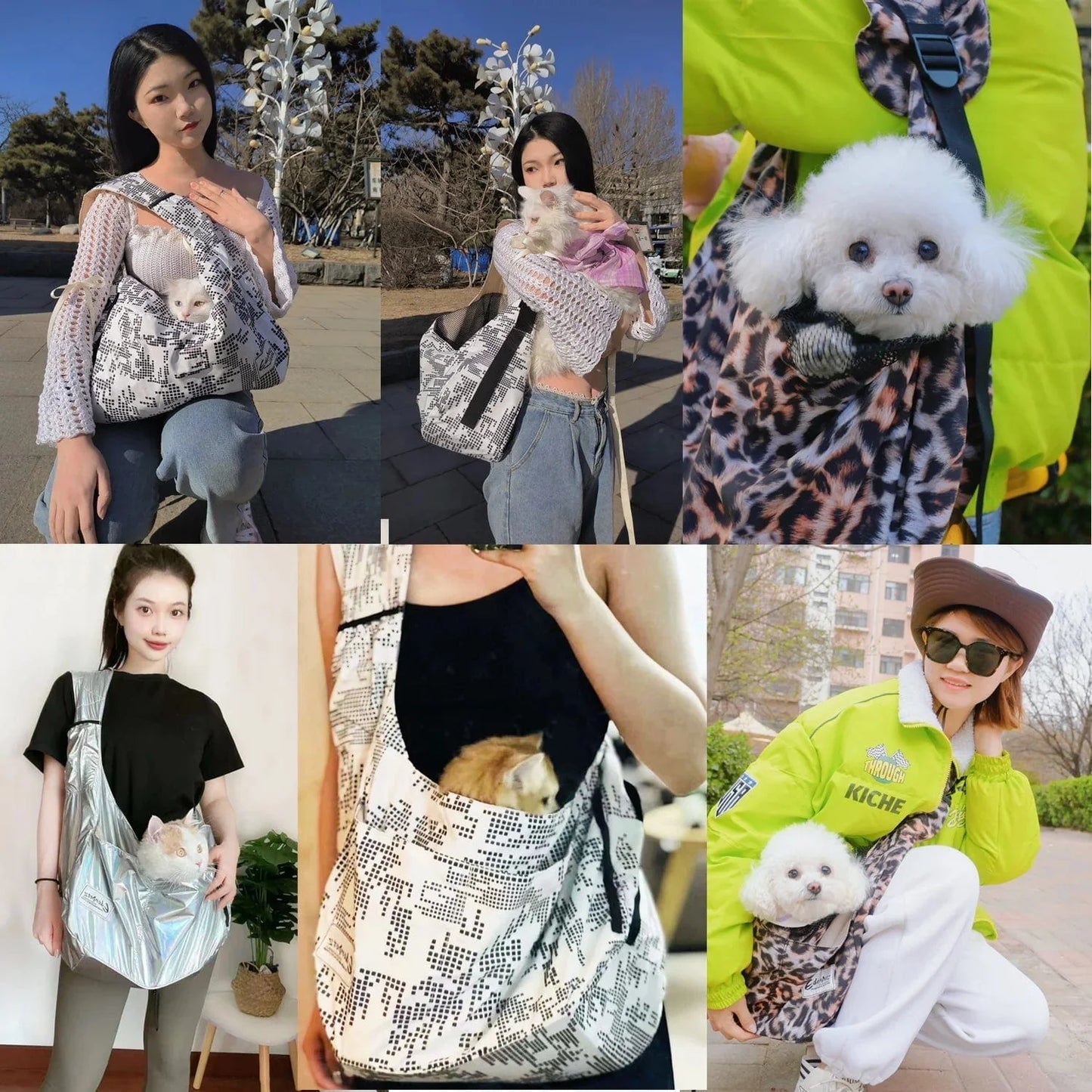 Avelena | Großes Angebot! Haustier Sling Tragetasche Groß 8Kg Modisch Atmungsaktiv Zusammenklappbar Hund Katze Schultertasche