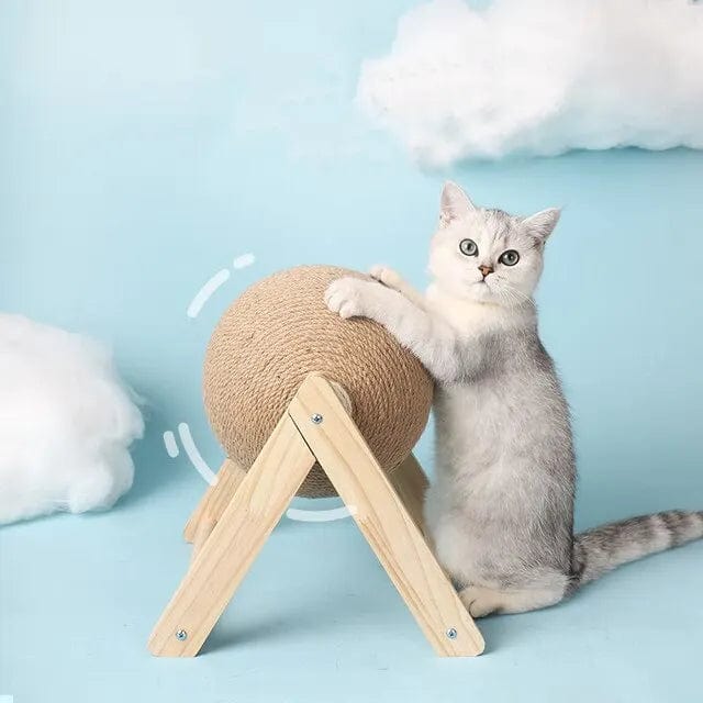 Avelena | Katze Kratzmöbel Ballspielzeuge Sisal Und Holz Stabiler Dreieck Katzen Innenraum Stuff Robustes Kratzen Coole Kratzfläche Auf Ständer Drehen