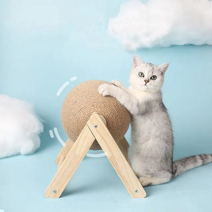 Avelena | Katze Kratzmöbel Ballspielzeuge Sisal Und Holz Stabiler Dreieck Katzen Innenraum Stuff Robustes Kratzen Coole Kratzfläche Auf Ständer Drehen