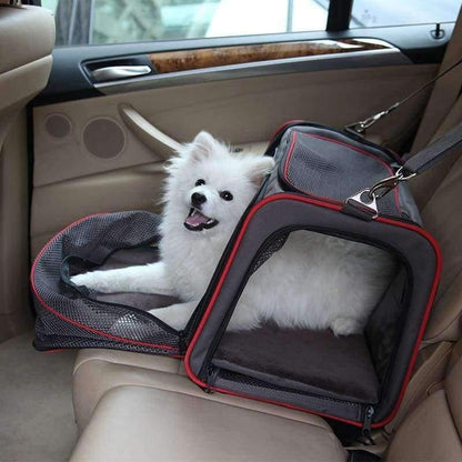 Avelena | Erweiterbare Tragbare Haustier Hund Auto Reise Tasche für Kleine Hunde Oxford Atmungsaktiver Katzen Tragetasche Outdoor Auto Reise Zubehör