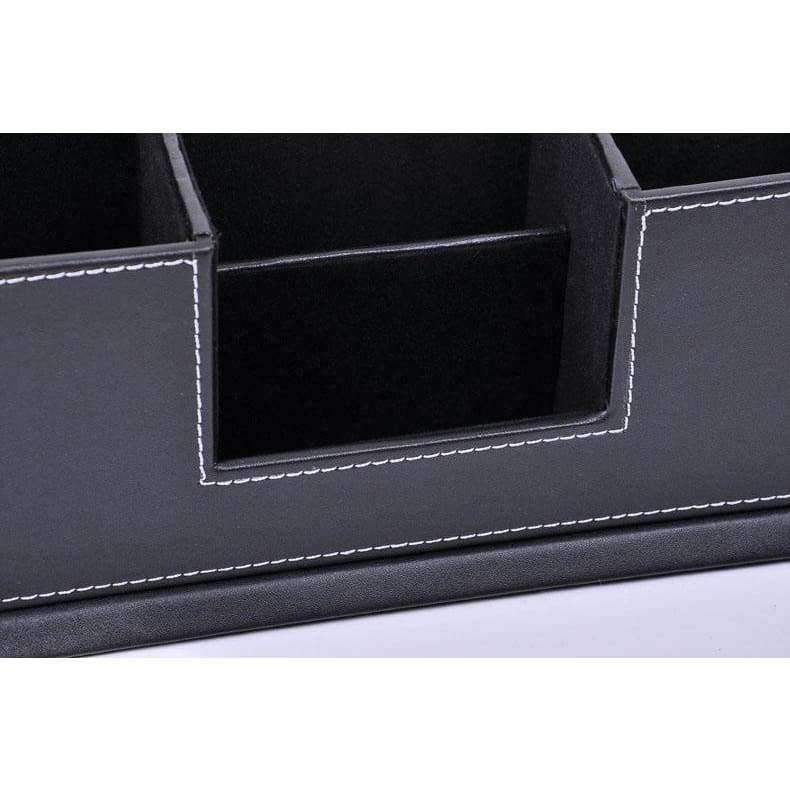 Avelena | Doppelseitige Holz-Pu-Leder Schreibtisch Stift Bleistift Box Fall Mobile Kartenorganizer Schreibwaren Zubehör Organizer Aufbewahrungsregal 202A