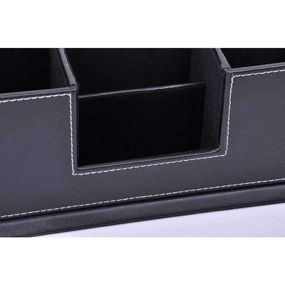 Avelena | Doppelseitige Holz-Pu-Leder Schreibtisch Stift Bleistift Box Fall Mobile Kartenorganizer Schreibwaren Zubehör Organizer Aufbewahrungsregal 202A