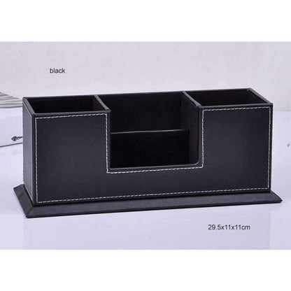 Avelena | Doppelseitige Holz-Pu-Leder Schreibtisch Stift Bleistift Box Fall Mobile Kartenorganizer Schreibwaren Zubehör Organizer Aufbewahrungsregal 202A