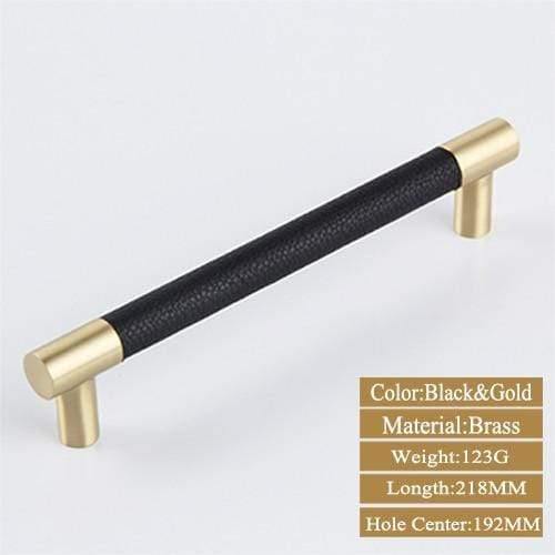 Avelena | 1Pcs Schrankgriffe Massiv Messing Schrank Kleiderschrank Ziehen Schwarzes Leder Hardware Schublade Möbel Türgriffe Kommode Ziehen