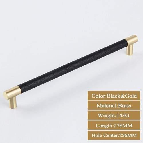 Avelena | 1Pcs Schrankgriffe Massiv Messing Schrank Kleiderschrank Ziehen Schwarzes Leder Hardware Schublade Möbel Türgriffe Kommode Ziehen
