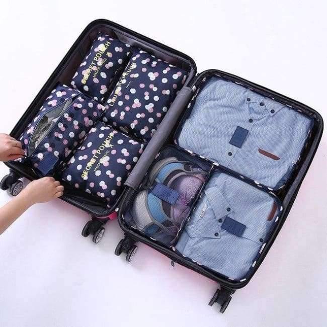 Avelena | 7-Teiliges Set Reisegepäck-Organizer Polyester Tragbare Reisepartition Tasche Aufbewahrungsbeutel Home-Organisationszubehör