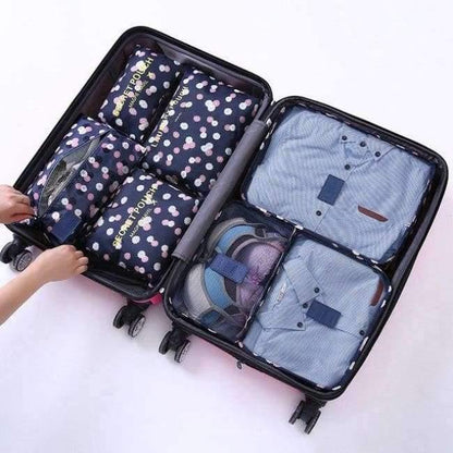 Avelena | 7-Teiliges Set Reisegepäck-Organizer Polyester Tragbare Reisepartition Tasche Aufbewahrungsbeutel Home-Organisationszubehör