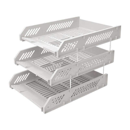 Avelena | Verstärkung 3-Tier Schreibtisch Dokumenten Briefablage Organizer Blau Weiß Büroschulbedarf Schreibwaren - B2060