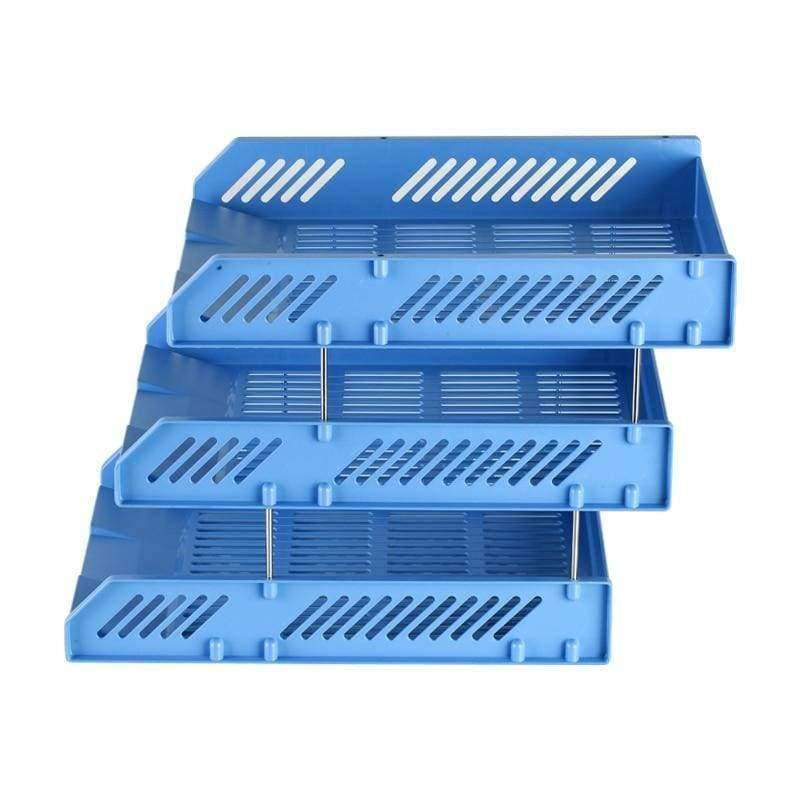 Avelena | Verstärkung 3-Tier Schreibtisch Dokumenten Briefablage Organizer Blau Weiß Büroschulbedarf Schreibwaren - B2060