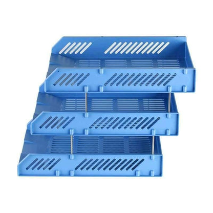 Avelena | Verstärkung 3-Tier Schreibtisch Dokumenten Briefablage Organizer Blau Weiß Büroschulbedarf Schreibwaren - B2060