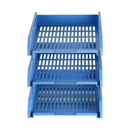 Avelena | Verstärkung 3-Tier Schreibtisch Dokumenten Briefablage Organizer Blau Weiß Büroschulbedarf Schreibwaren - B2060
