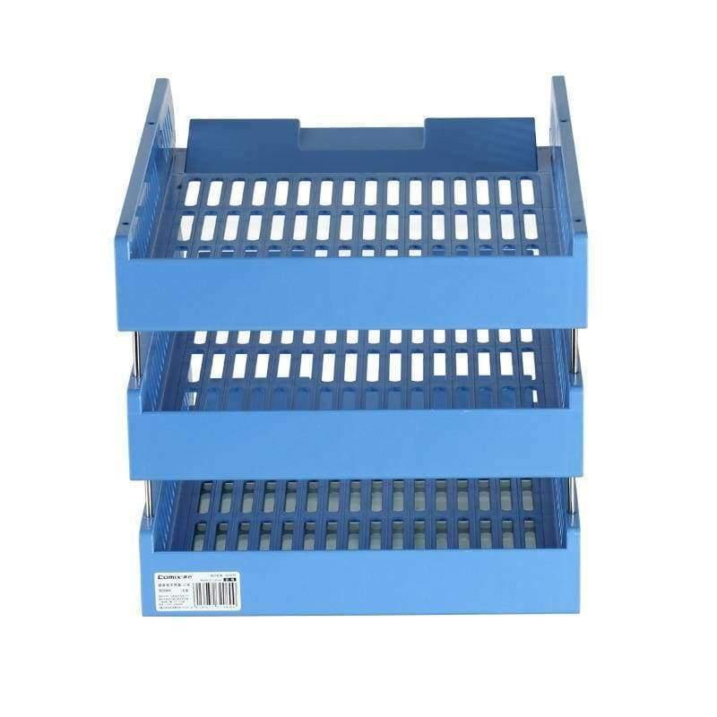 Avelena | Verstärkung 3-Tier Schreibtisch Dokumenten Briefablage Organizer Blau Weiß Büroschulbedarf Schreibwaren - B2060