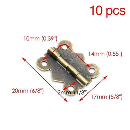 Avelena | 10 Stück Mini Schmetterlings-Türscharniere Gold Silber Bronze Schrank Schublade Schmuckbox Dekoration Scharnier für Möbelbeschläge