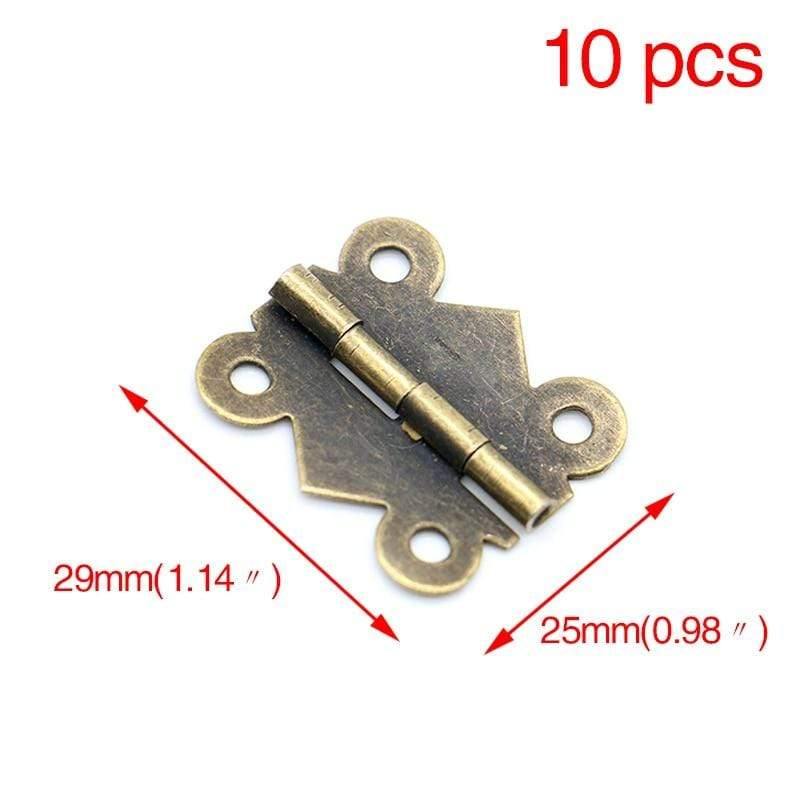 Avelena | 10 Stück Mini Schmetterlings-Türscharniere Gold Silber Bronze Schrank Schublade Schmuckbox Dekoration Scharnier für Möbelbeschläge