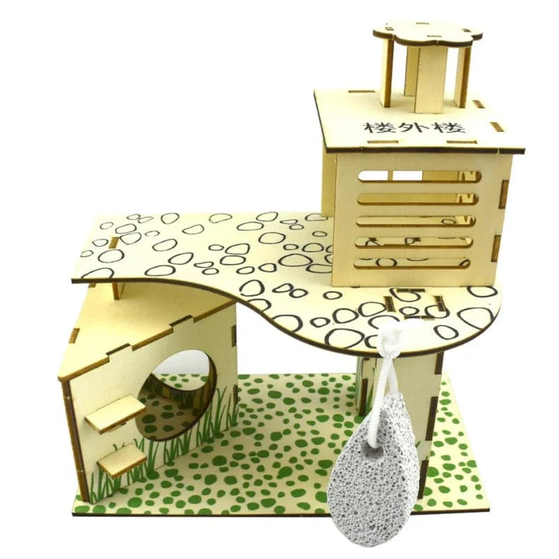 Avelena | Hamster Holz Villa Haus Kletterspielzeug Versteck Nist Habitat Für Chinchillas Meerschweinchen Kleine Tiere 5 Stile