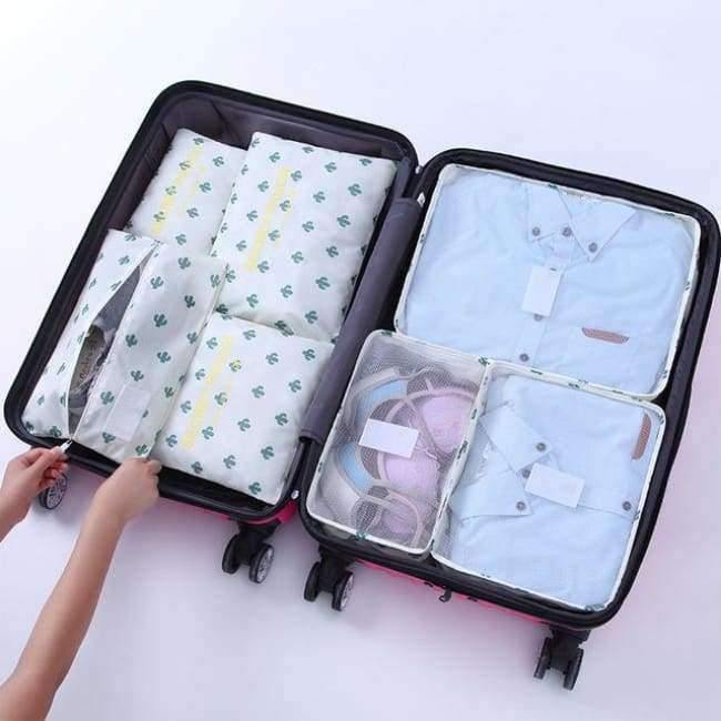 Avelena | 7-Teiliges Set Reisegepäck-Organizer Polyester Tragbare Reisepartition Tasche Aufbewahrungsbeutel Home-Organisationszubehör
