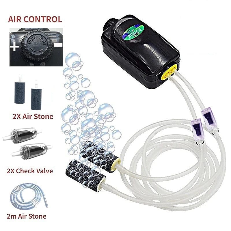 Avelena | Aquarium Luftpumpe Fischtank Mini Kompressor Einzel Doppel Ausgang Mit Rückschlagventil Schlauch Aquatische Zubehör 220V 3W 5W