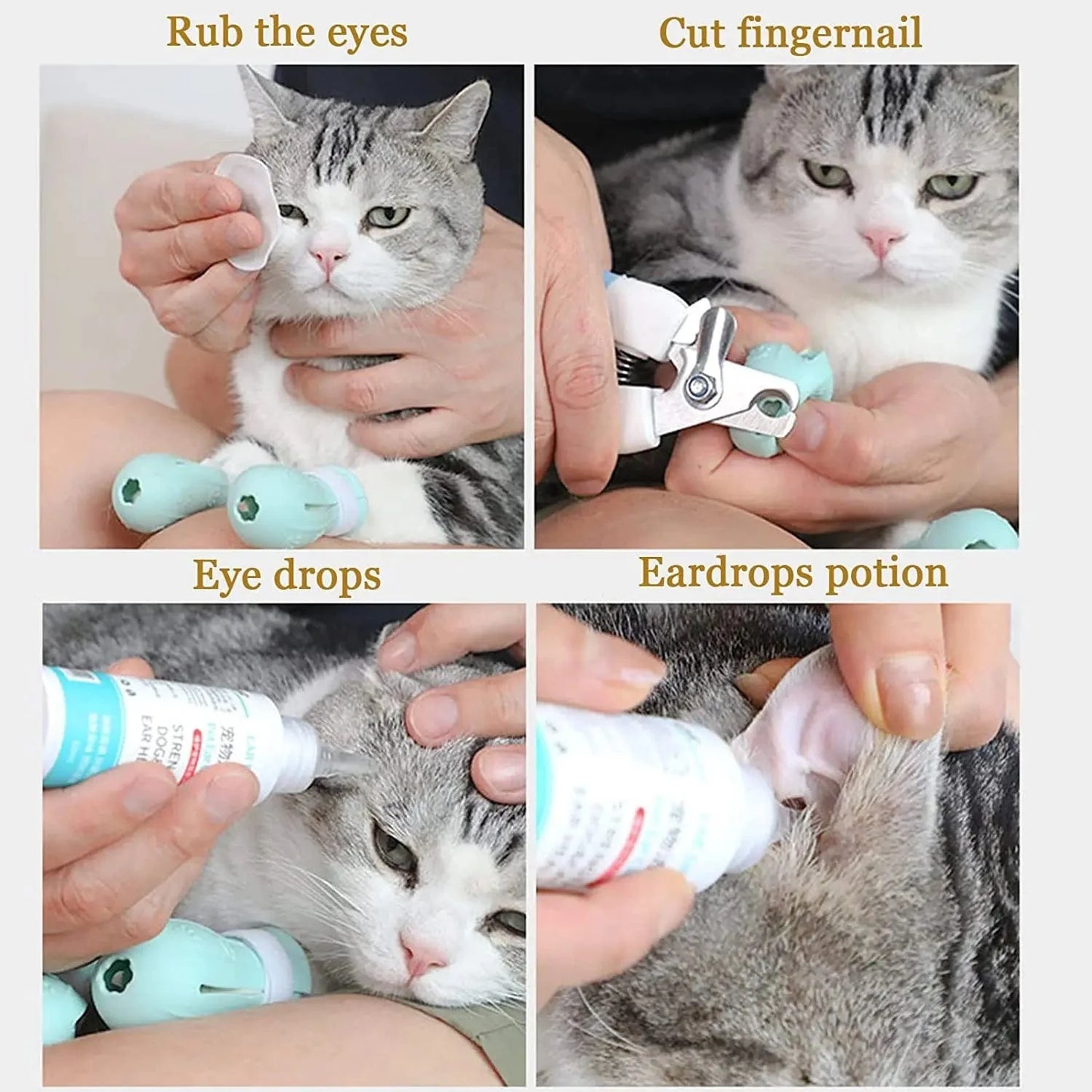 Avelena | Katze Krallen Schutzbad Anti-Kratzer Katzen Schuhe Für Katze Verstellbare Haustier Badewasch Stiefel Katzenpfote Nagel Abdeckung Haustier Pflegebedarf