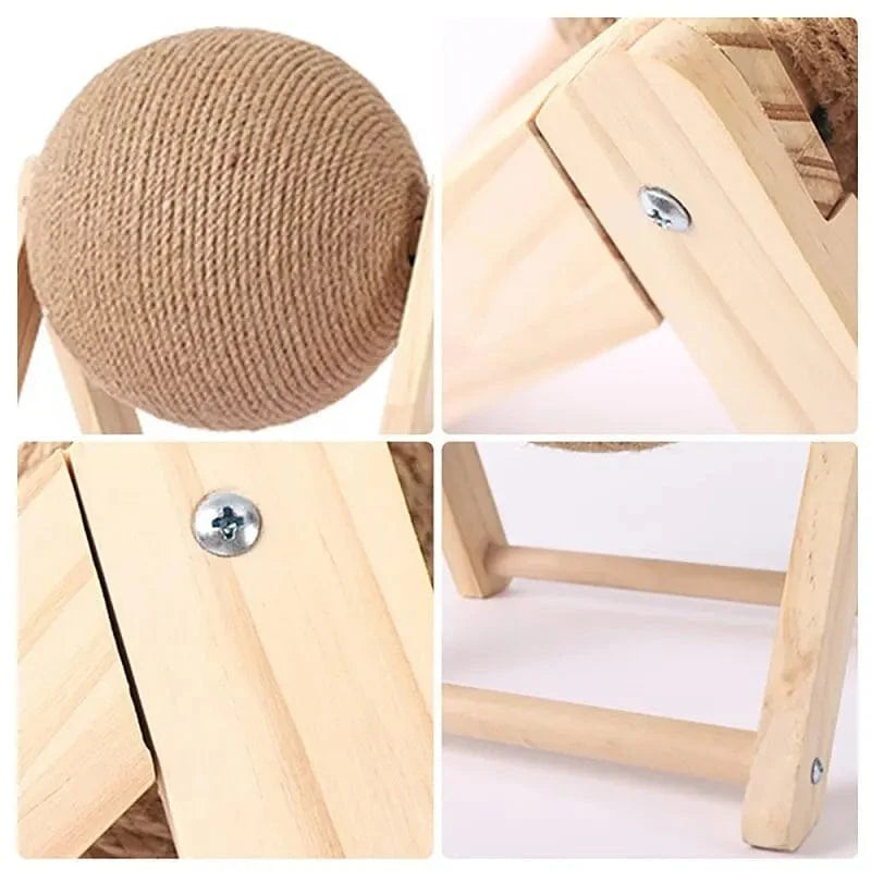 Avelena | Katze Kratzmöbel Ballspielzeuge Sisal Und Holz Stabiler Dreieck Katzen Innenraum Stuff Robustes Kratzen Coole Kratzfläche Auf Ständer Drehen