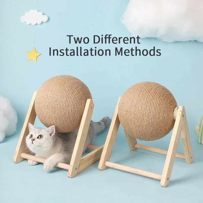 Avelena | Katze Kratzmöbel Ballspielzeuge Sisal Und Holz Stabiler Dreieck Katzen Innenraum Stuff Robustes Kratzen Coole Kratzfläche Auf Ständer Drehen