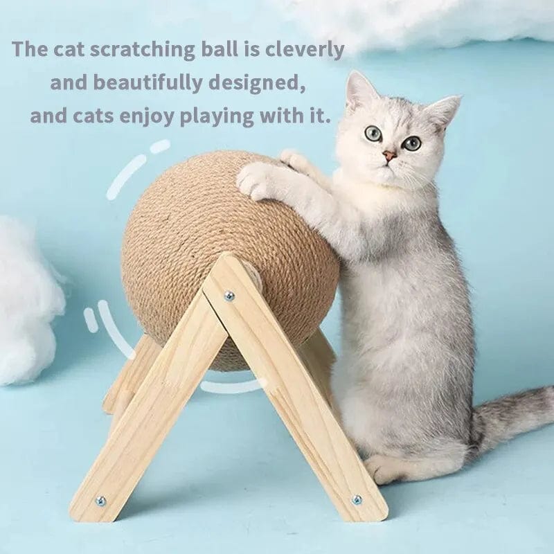 Avelena | Katze Kratzmöbel Ballspielzeuge Sisal Und Holz Stabiler Dreieck Katzen Innenraum Stuff Robustes Kratzen Coole Kratzfläche Auf Ständer Drehen