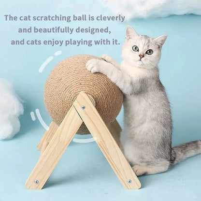 Avelena | Katze Kratzmöbel Ballspielzeuge Sisal Und Holz Stabiler Dreieck Katzen Innenraum Stuff Robustes Kratzen Coole Kratzfläche Auf Ständer Drehen