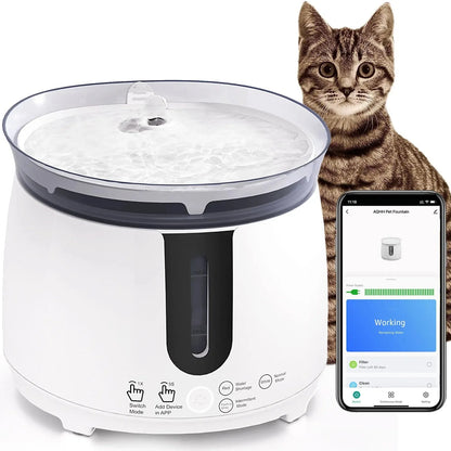 Avelena | Aqhh Katzenwasserbrunnen Mit Kabelloser Pumpe Haustierwasserbrunnen Für Katzen Drinnen Automatischer Intelligenter Brunnen App-Steuerung Einfache Reinigung