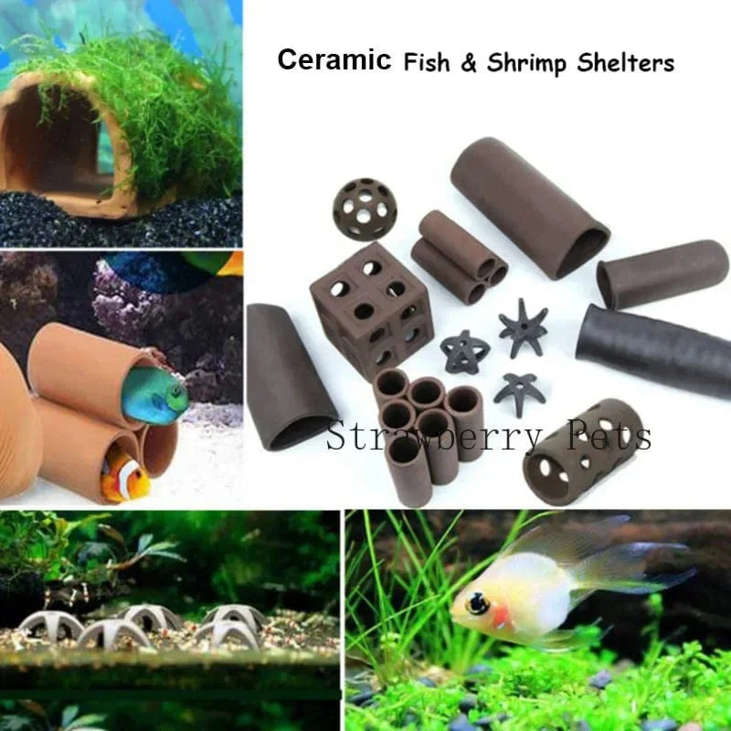 Avelena | Keramische Aquariendekoration Fisch Garnelen Unterschlupf Haus Töpferei Skorpionhaus Dose Simulation Stein Fischtank Dekor Groß