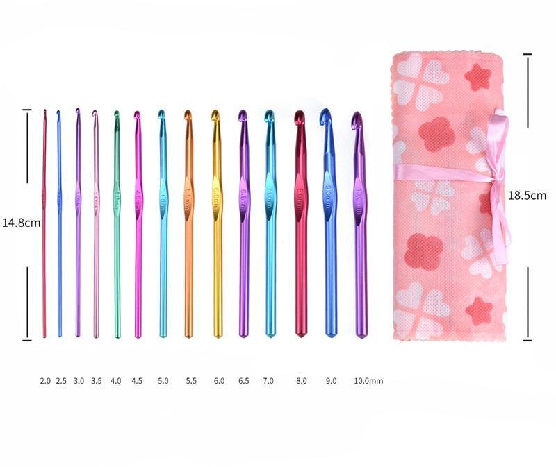 Avelena | Häkelnadelset mit Tasche 14 Stile Stricknadeln Set Diy Nadel Kunst Handwerk Scheren Marker Nähwerkzeuge Gyh
