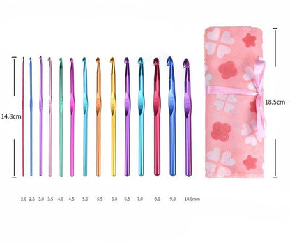 Avelena | Häkelnadelset mit Tasche 14 Stile Stricknadeln Set Diy Nadel Kunst Handwerk Scheren Marker Nähwerkzeuge Gyh