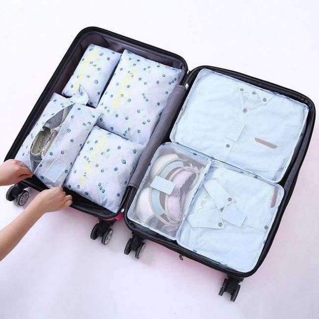 Avelena | 7-Teiliges Set Reisegepäck-Organizer Polyester Tragbare Reisepartition Tasche Aufbewahrungsbeutel Home-Organisationszubehör