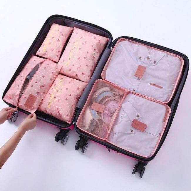 Avelena | 7-Teiliges Set Reisegepäck-Organizer Polyester Tragbare Reisepartition Tasche Aufbewahrungsbeutel Home-Organisationszubehör