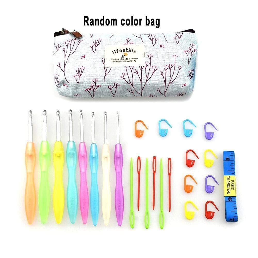 Avelena | Häkelnadelset mit Tasche 14 Stile Stricknadeln Set Diy Nadel Kunst Handwerk Scheren Marker Nähwerkzeuge Gyh