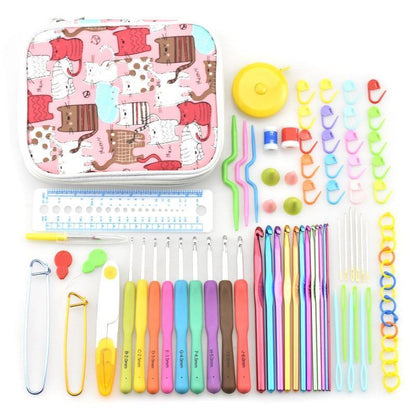 Avelena | Häkelnadelset mit Tasche 14 Stile Stricknadeln Set Diy Nadel Kunst Handwerk Scheren Marker Nähwerkzeuge Gyh