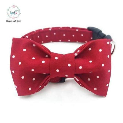 Avelena | Rot und Weiß Gepunktetes Hundehalsband-Set mit Blume Oder Fliege Personalisiertes Benutzerdefiniertes Haustierdesignprodukt Hund und Katzenhalskette Xs-Xl