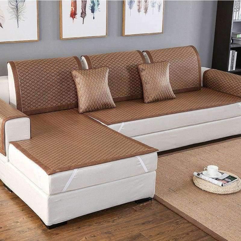 Avelena | Sommer Kühlendes Geometrisches Muster Matte Rattan Sofa Bezug Atmungsaktiv Rutschfest Modernes Heimtextil Sofa Handtuch Für 30 Größen