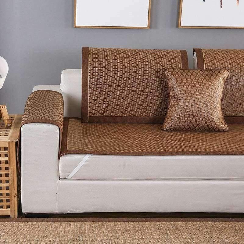 Avelena | Sommer Kühlendes Geometrisches Muster Matte Rattan Sofa Bezug Atmungsaktiv Rutschfest Modernes Heimtextil Sofa Handtuch Für 30 Größen