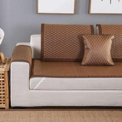 Avelena | Sommer Kühlendes Geometrisches Muster Matte Rattan Sofa Bezug Atmungsaktiv Rutschfest Modernes Heimtextil Sofa Handtuch Für 30 Größen