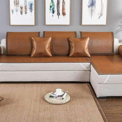 Avelena | Sommer Kühlendes Geometrisches Muster Matte Rattan Sofa Bezug Atmungsaktiv Rutschfest Modernes Heimtextil Sofa Handtuch Für 30 Größen