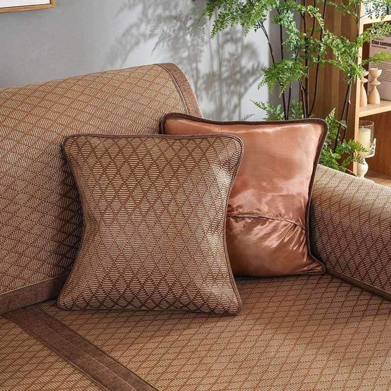 Avelena | Sommer Kühlendes Geometrisches Muster Matte Rattan Sofa Bezug Atmungsaktiv Rutschfest Modernes Heimtextil Sofa Handtuch Für 30 Größen