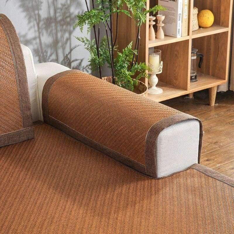 Avelena | Sommer Kühlendes Geometrisches Muster Matte Rattan Sofa Bezug Atmungsaktiv Rutschfest Modernes Heimtextil Sofa Handtuch Für 30 Größen