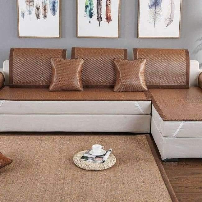 Avelena | Sommer Kühlendes Geometrisches Muster Matte Rattan Sofa Bezug Atmungsaktiv Rutschfest Modernes Heimtextil Sofa Handtuch Für 30 Größen